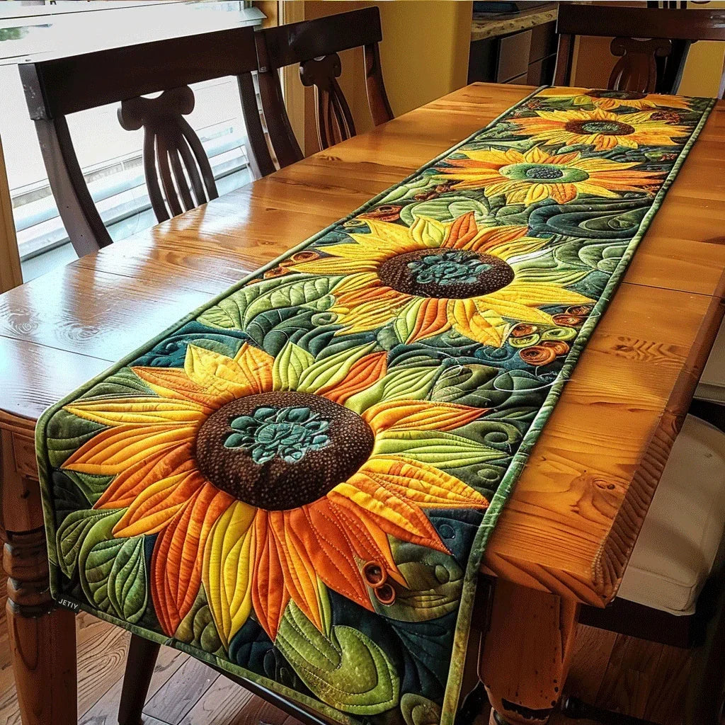 Chemin de table matelassé - Jardin de tournesols