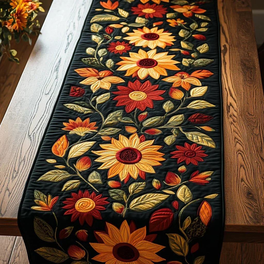 Chemin de table en patchwork - Tournesols d'automne
