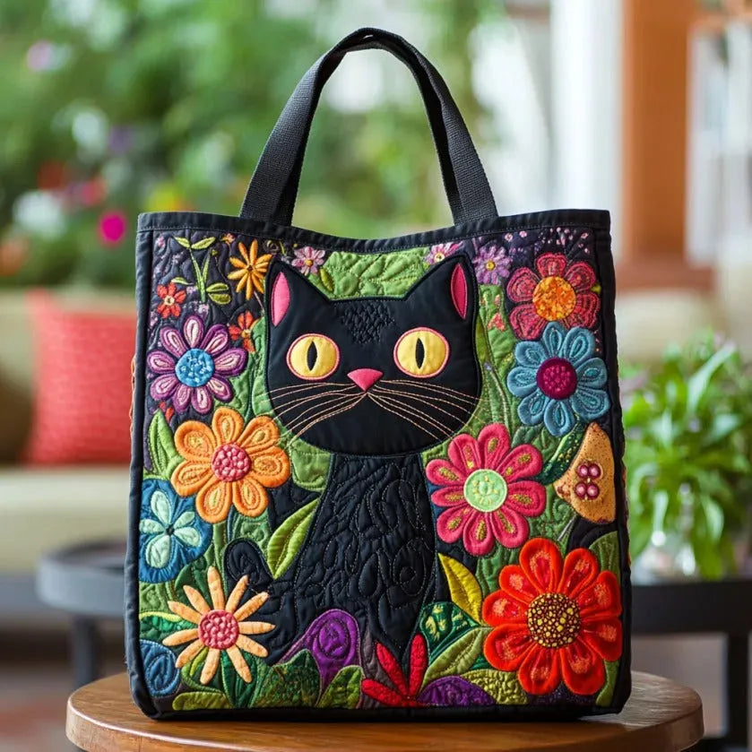 Sac à bandoulière matelassé « Chats noirs »