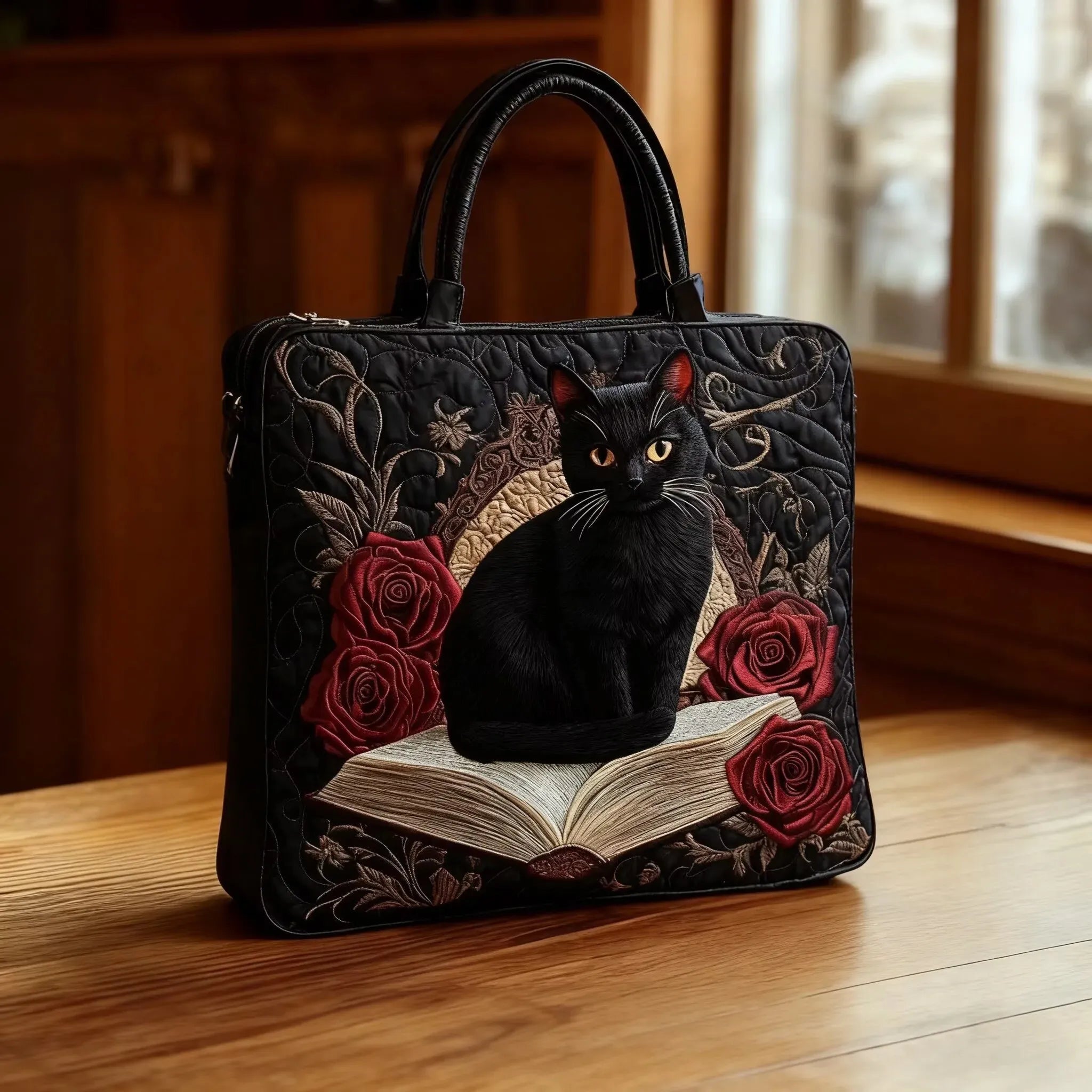 Petite pochette matelassée faite main avec des anses foncées
