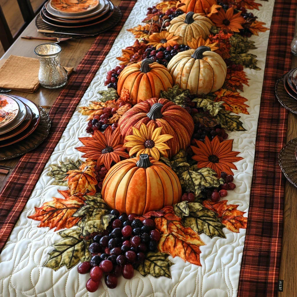Chemin de table rembourré - Défilé de citrouilles