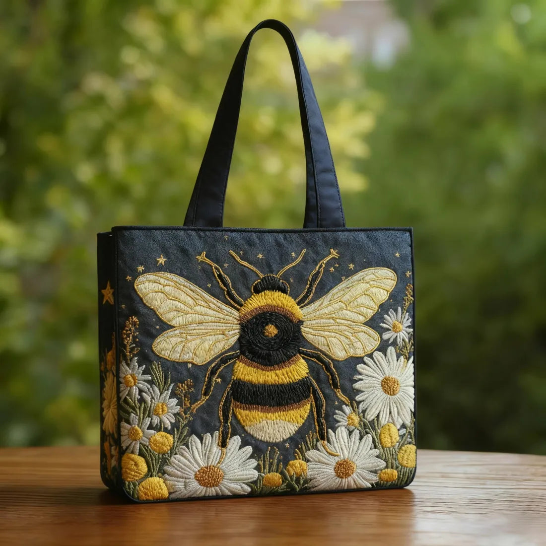 Sac fait main orné de pâquerettes et d'étoiles