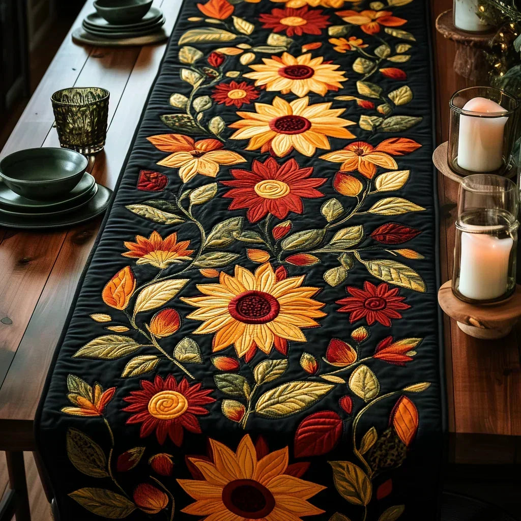 Chemin de table en patchwork - Tournesols d'automne