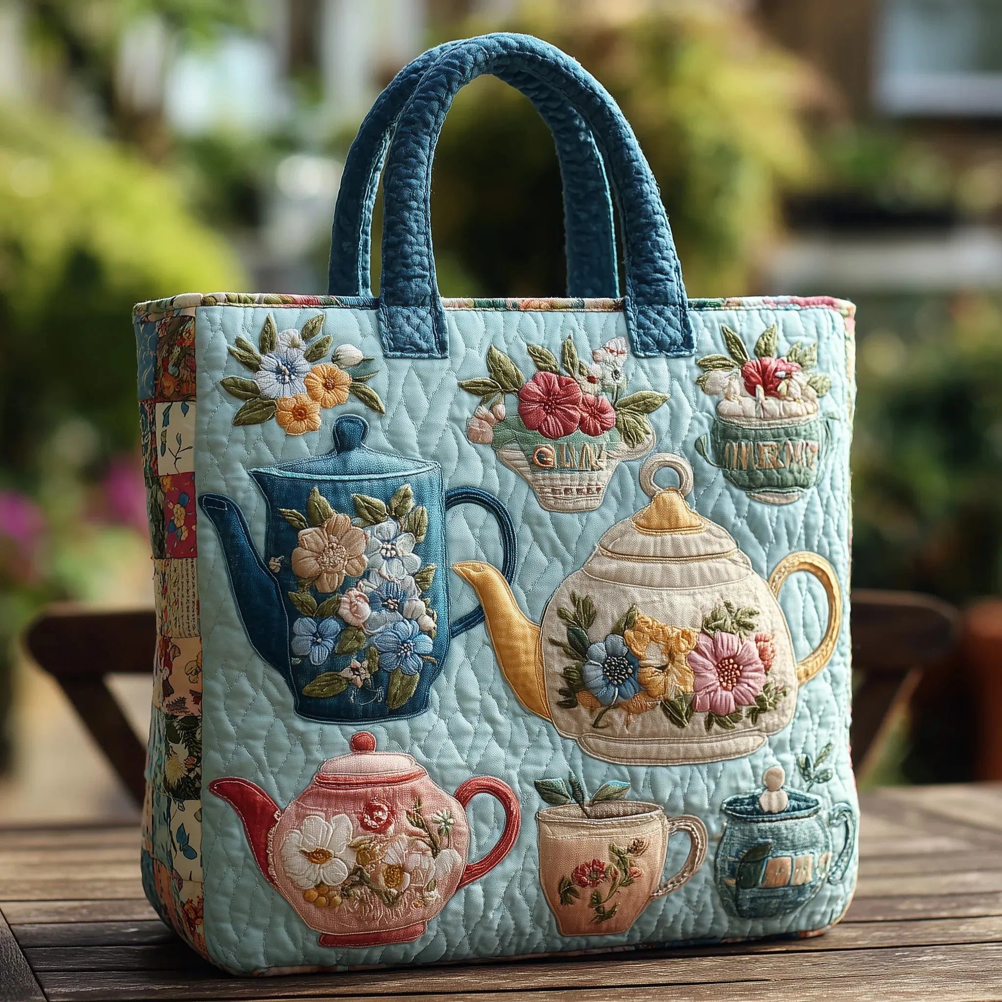 Sac fourre-tout matelassé à imprimé floral
