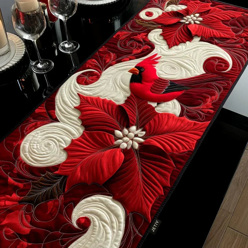 Chemin de table matelassé - rouge cardinal