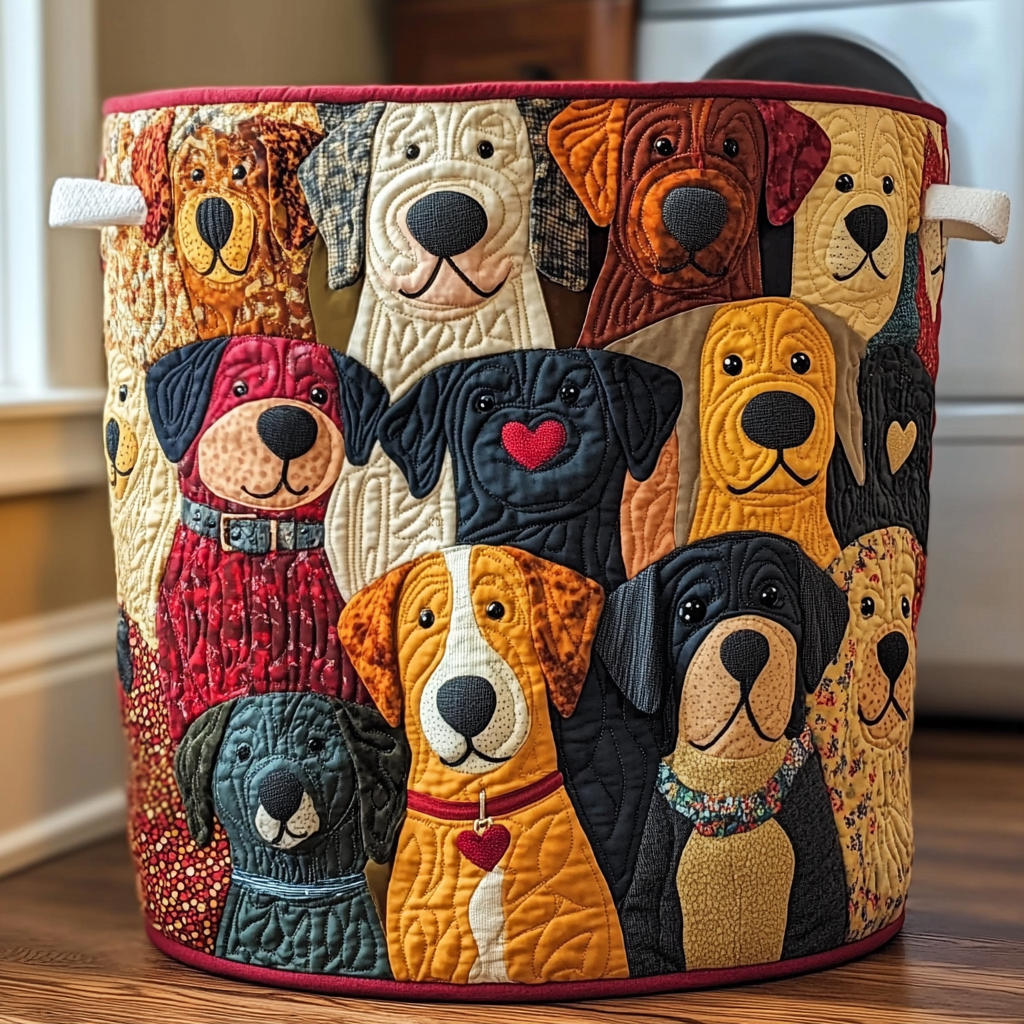 Chiens colorés | Panier à linge fait main