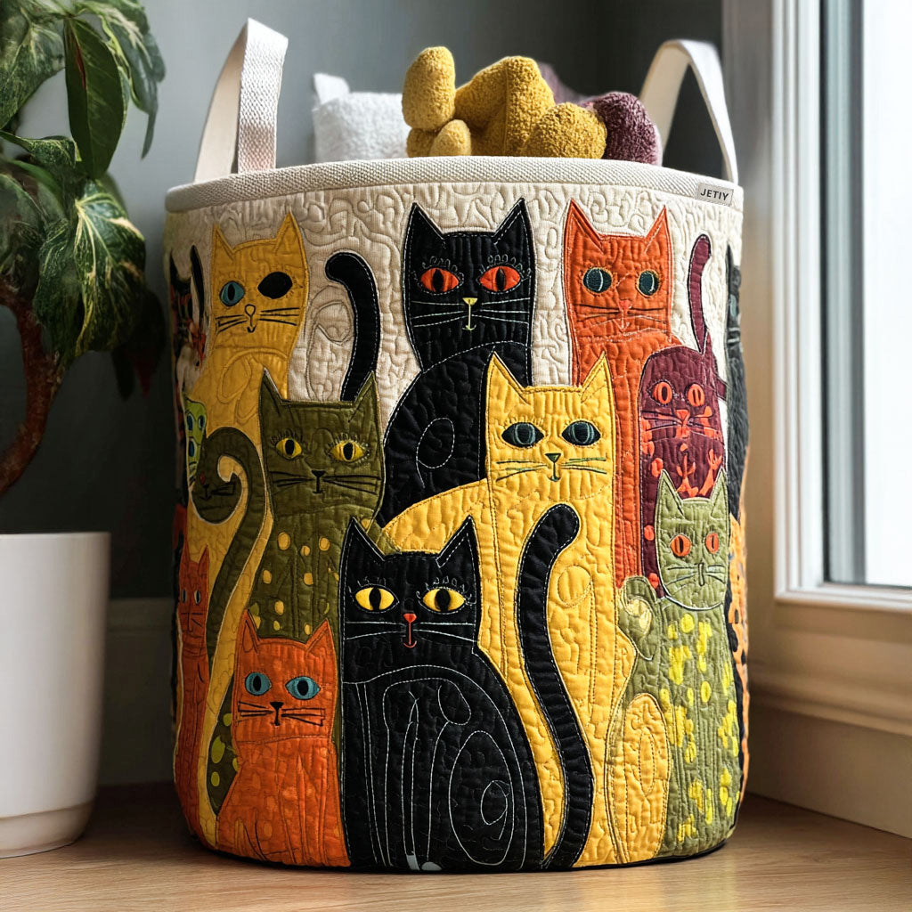 Carnaval des chats convivial | Panier à linge fait main