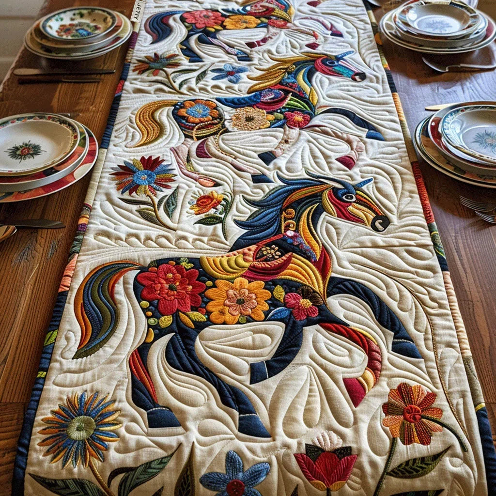 Chemin de table matelassé - Cheval au galop