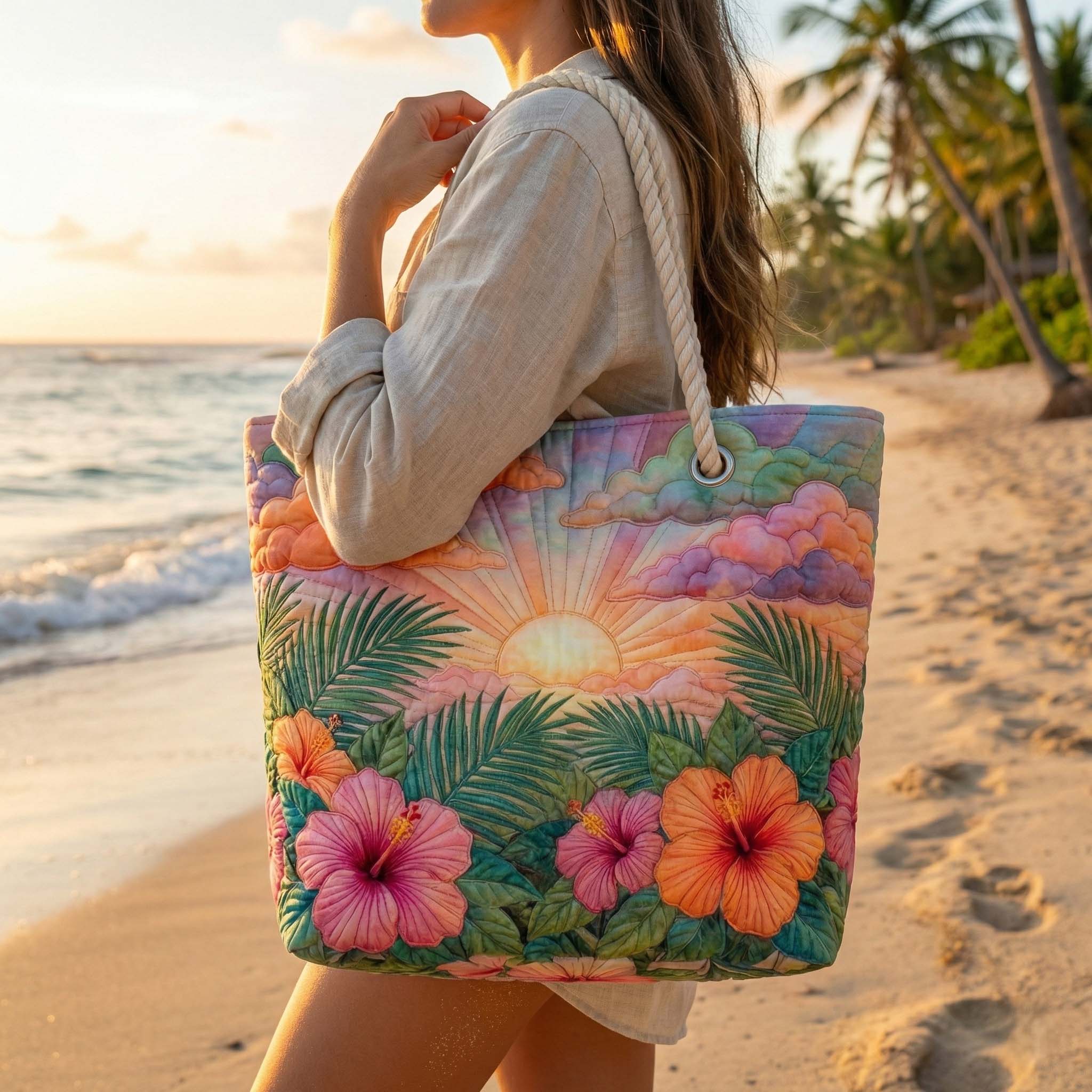 Sac de plage fait main | Matin tropical