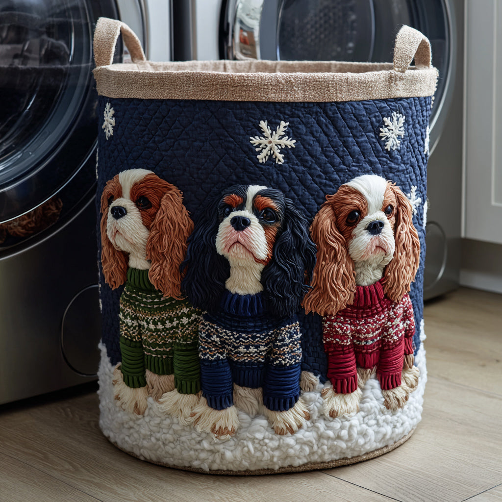 Cavalier King Charles en pull | Panier à linge fait main