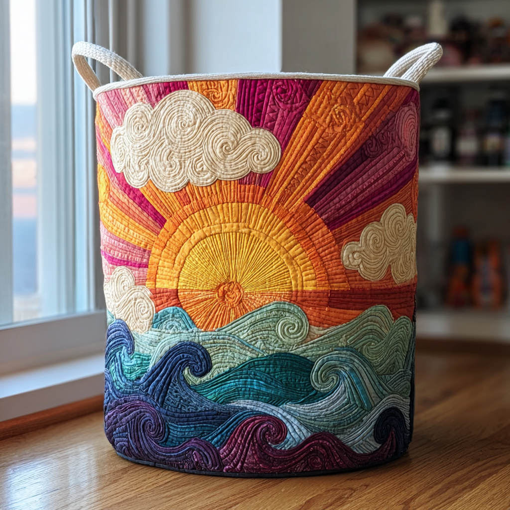 Soleil radieux | Panier à linge fait main