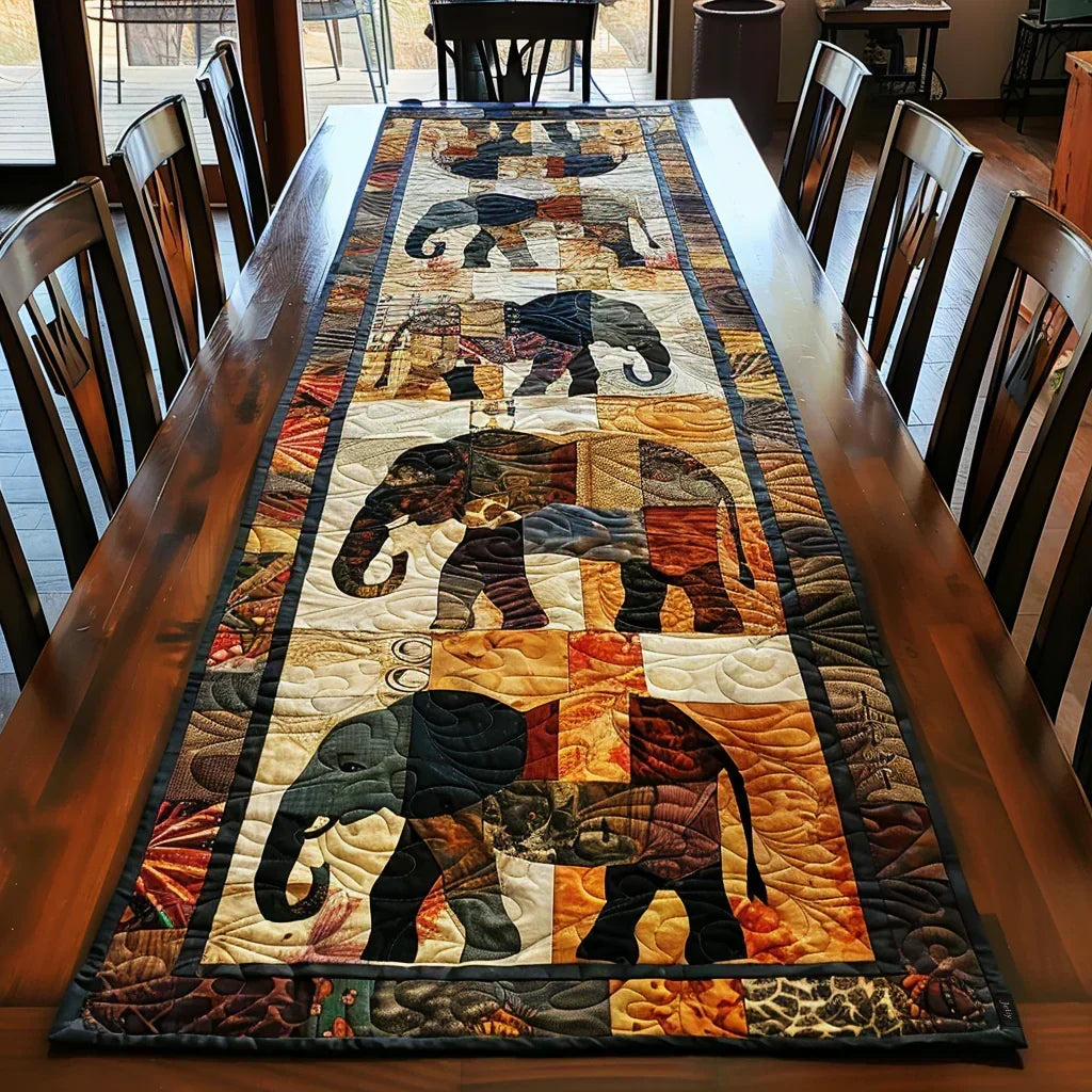 Chemin de table rembourré - La marche des éléphants