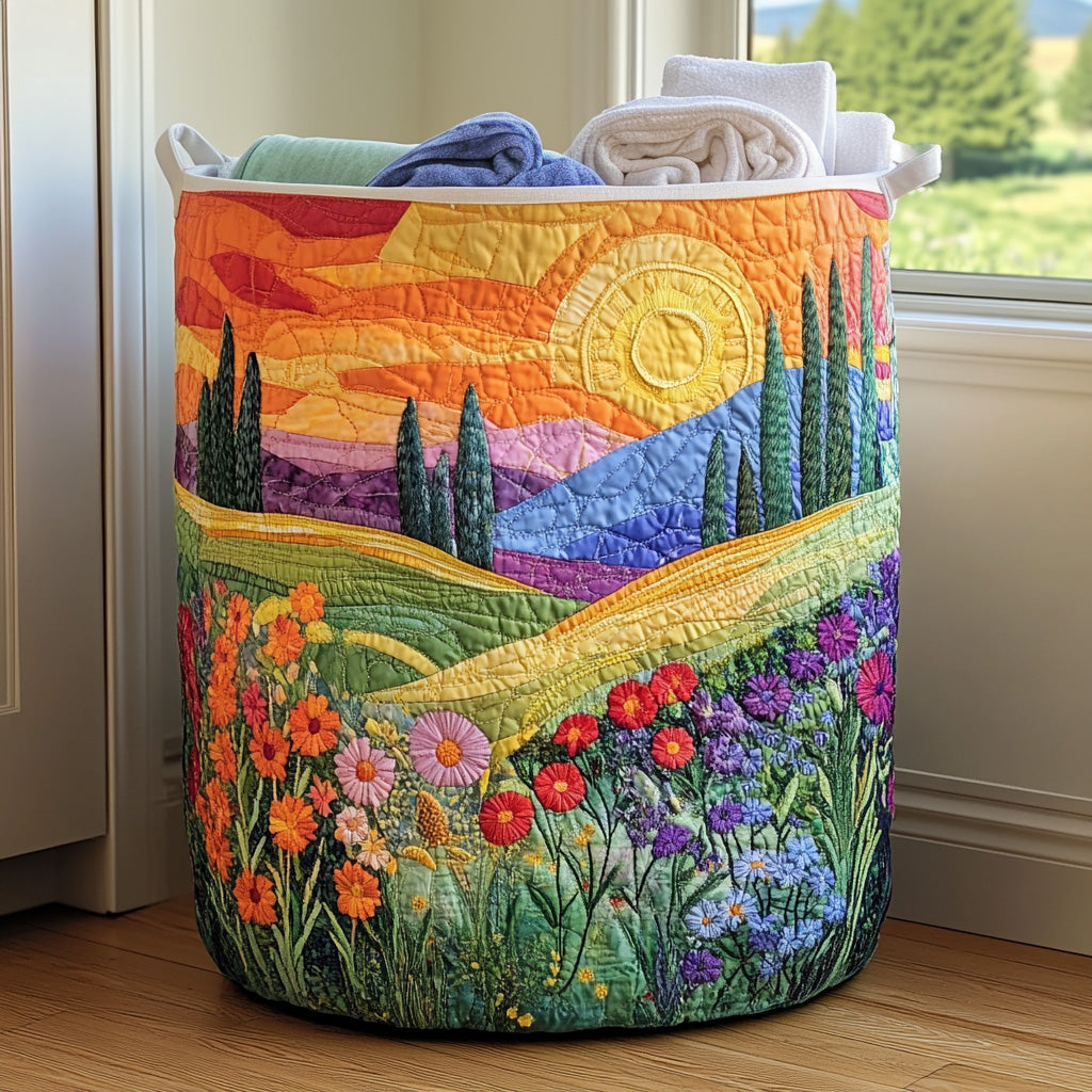 Panier à linge fait main | Prairie printanière