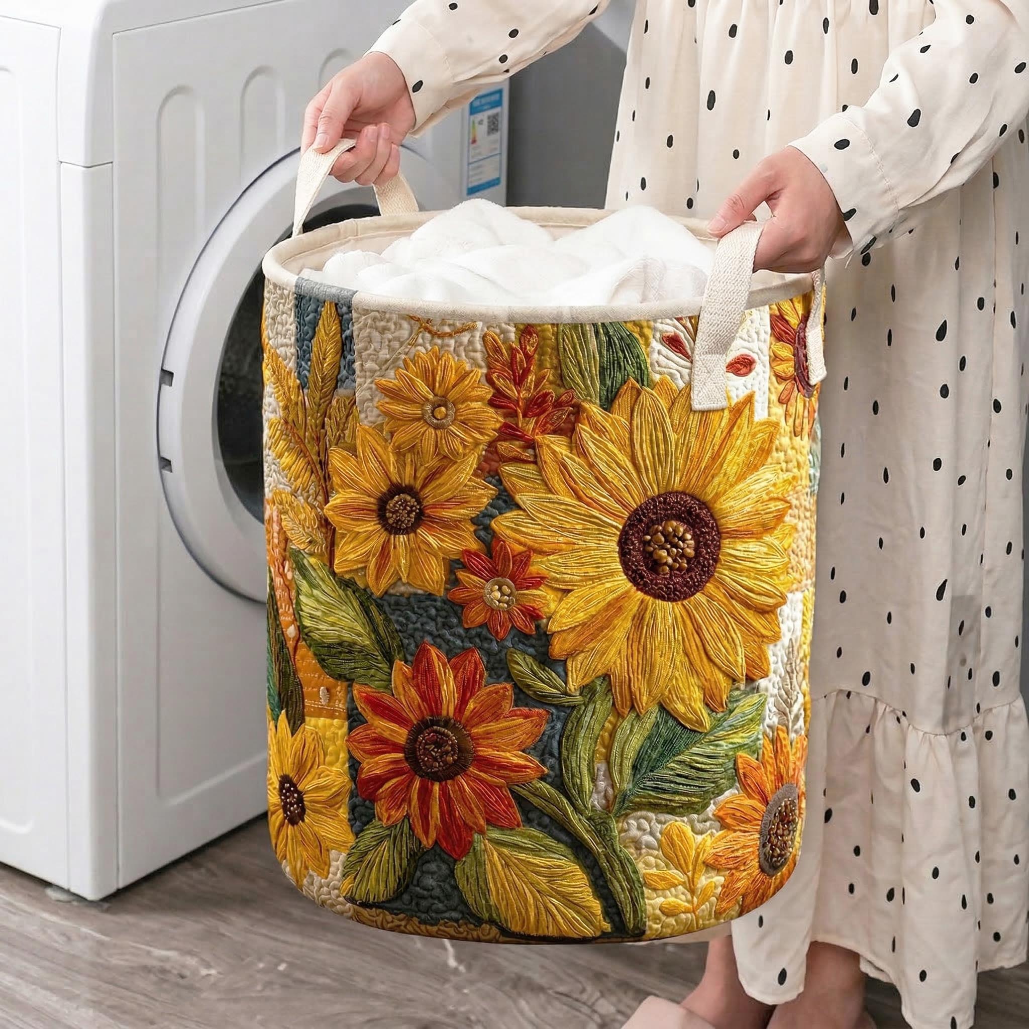 Rêve de tournesols | Panier à linge matelassé
