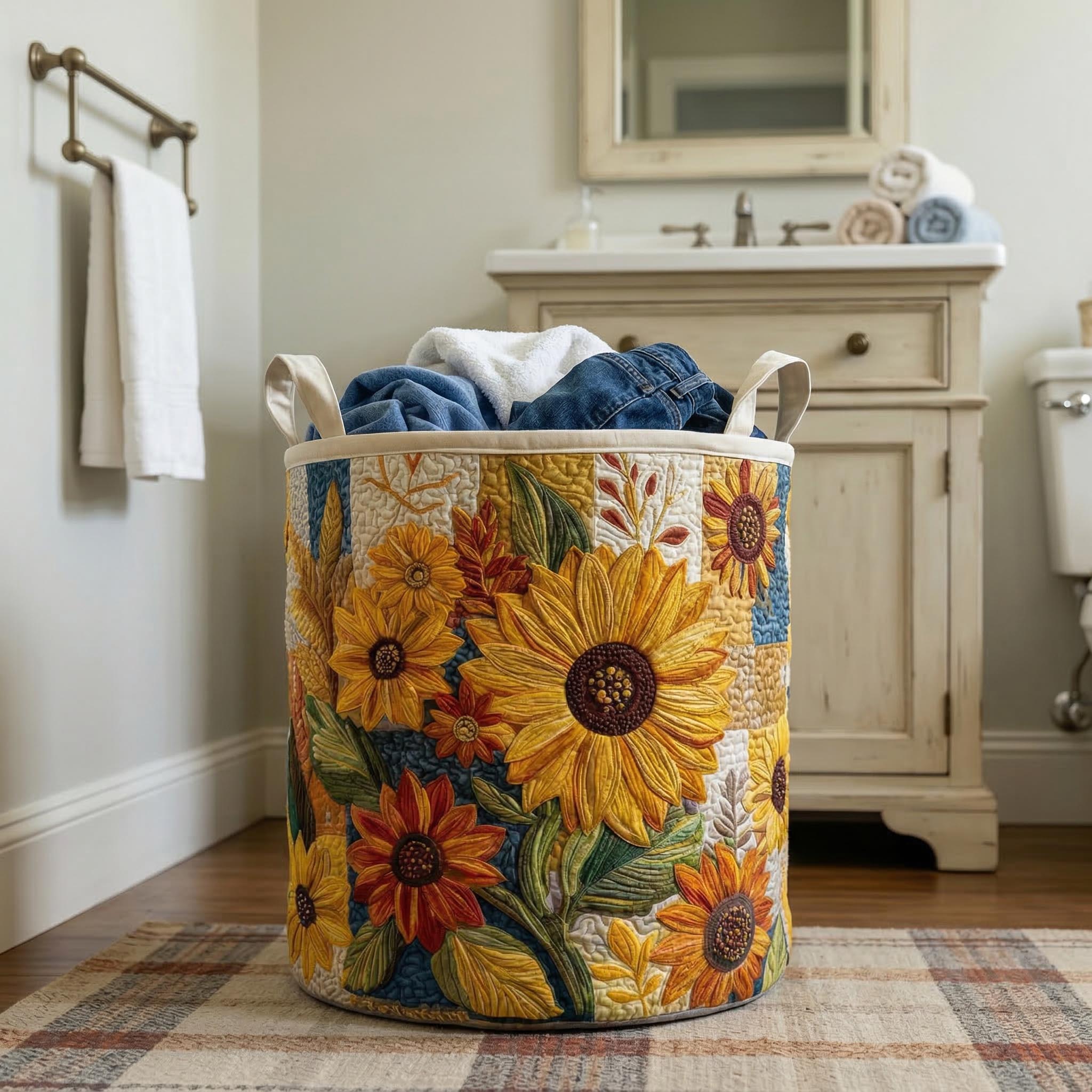 Rêve de tournesols | Panier à linge matelassé