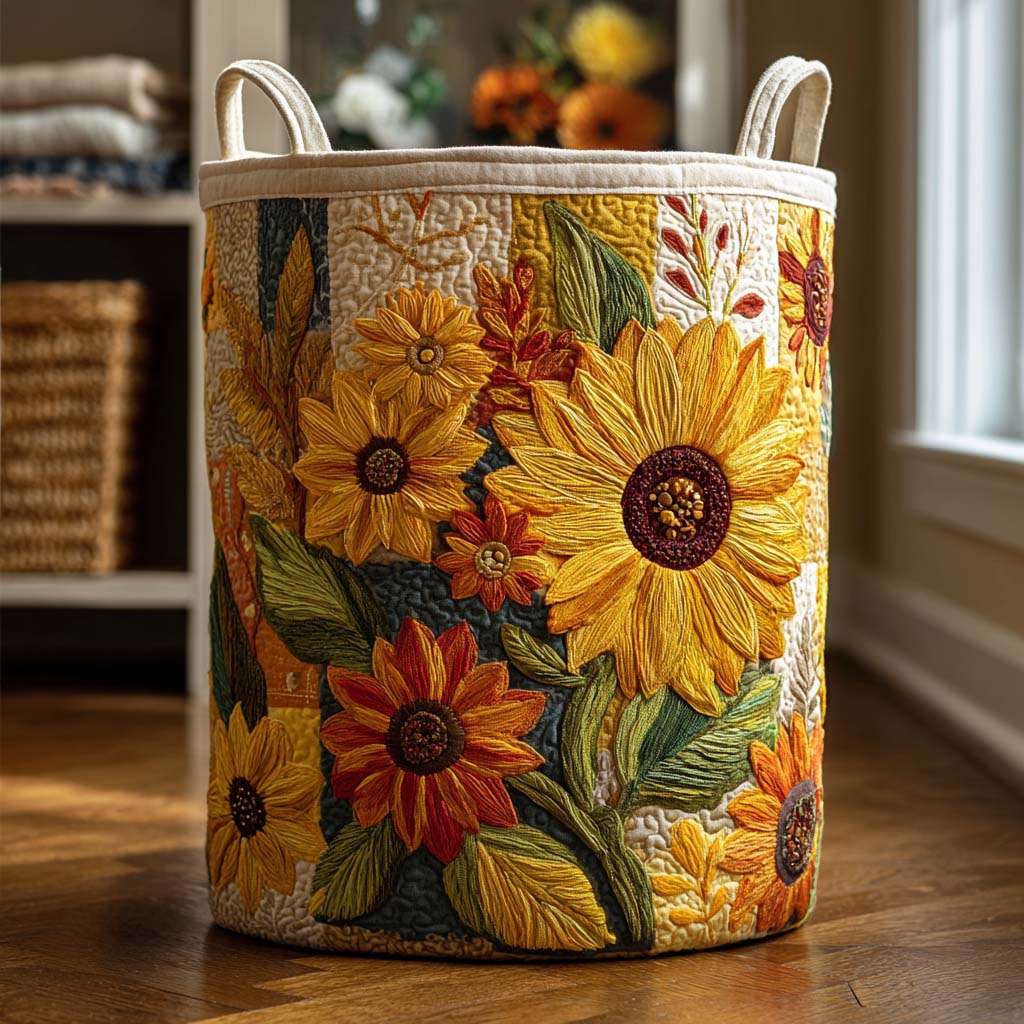 Rêve de tournesols | Panier à linge matelassé
